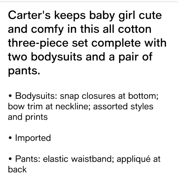 Carter's Baby Girl 3 Piece Set 🐞 - Picture 4 of 4